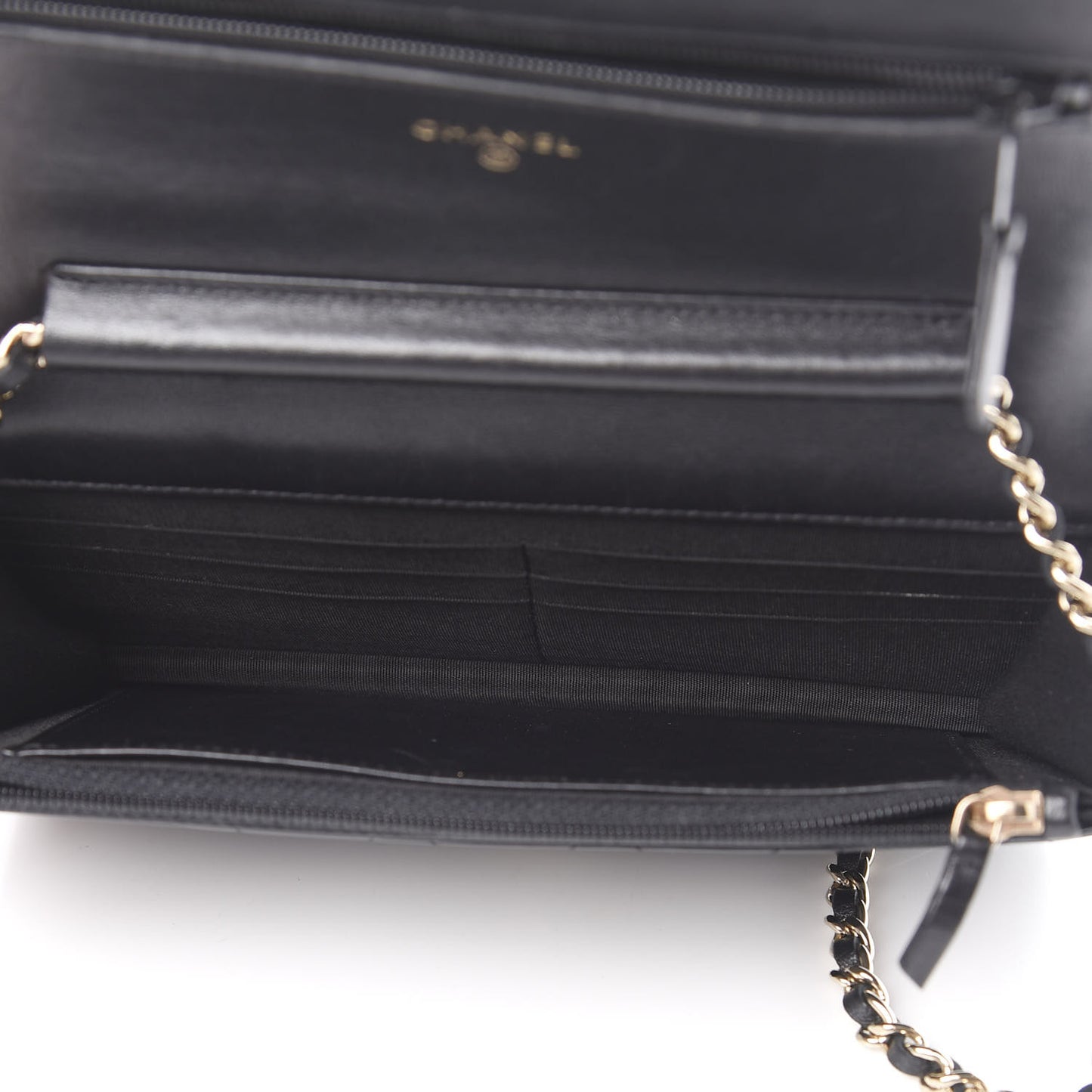 Patent Calfskin Quilted Boy Wallet On Chain WOC Black