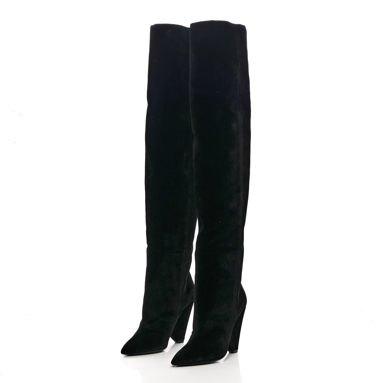 Saint Laurent Velvet Niki 105 Thigh High Boots 36 Black 2 of 6