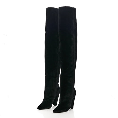 Saint Laurent Velvet Niki 105 Thigh High Boots 36 Black 2 of 6