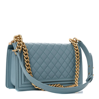 Chanel Calfskin Quilted Medium Boy Flap Light Blue 3 of 12