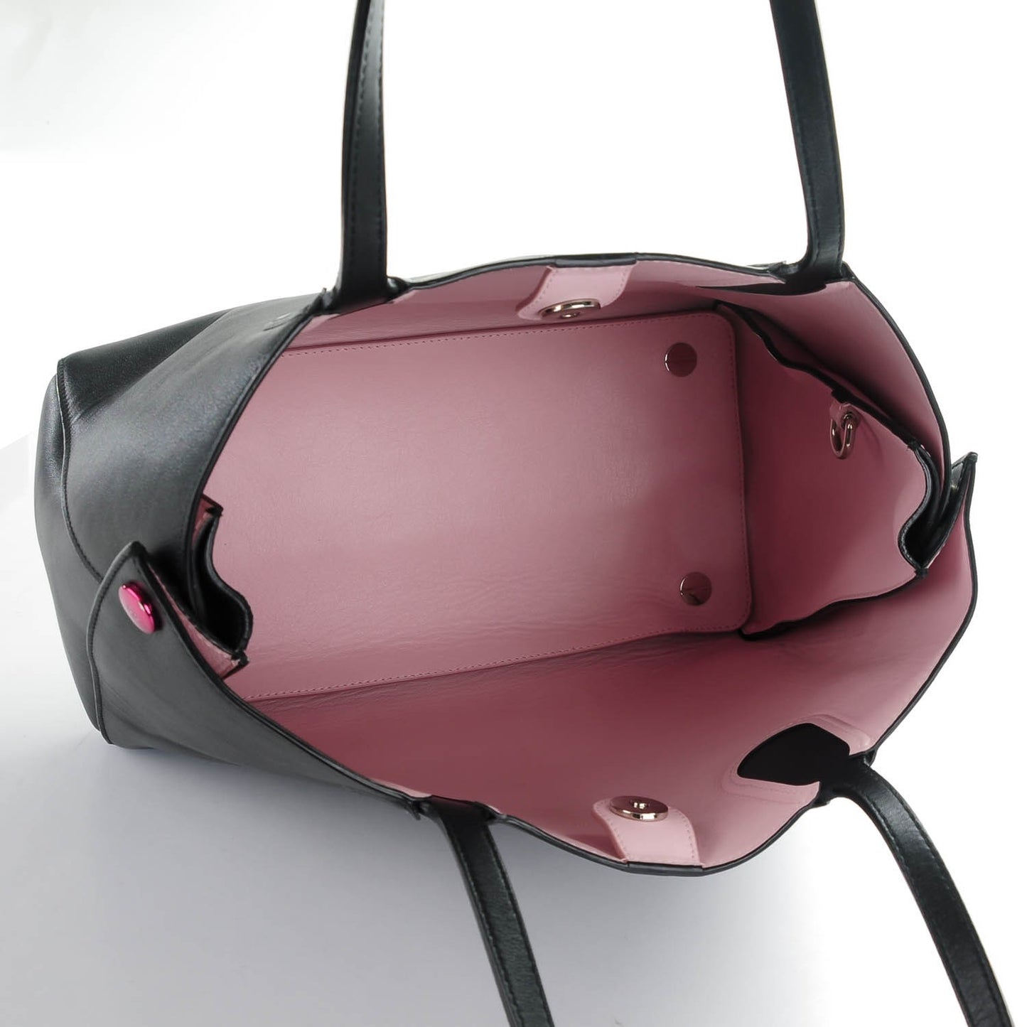 Calfskin Small Addict Shopping Tote Black Pink