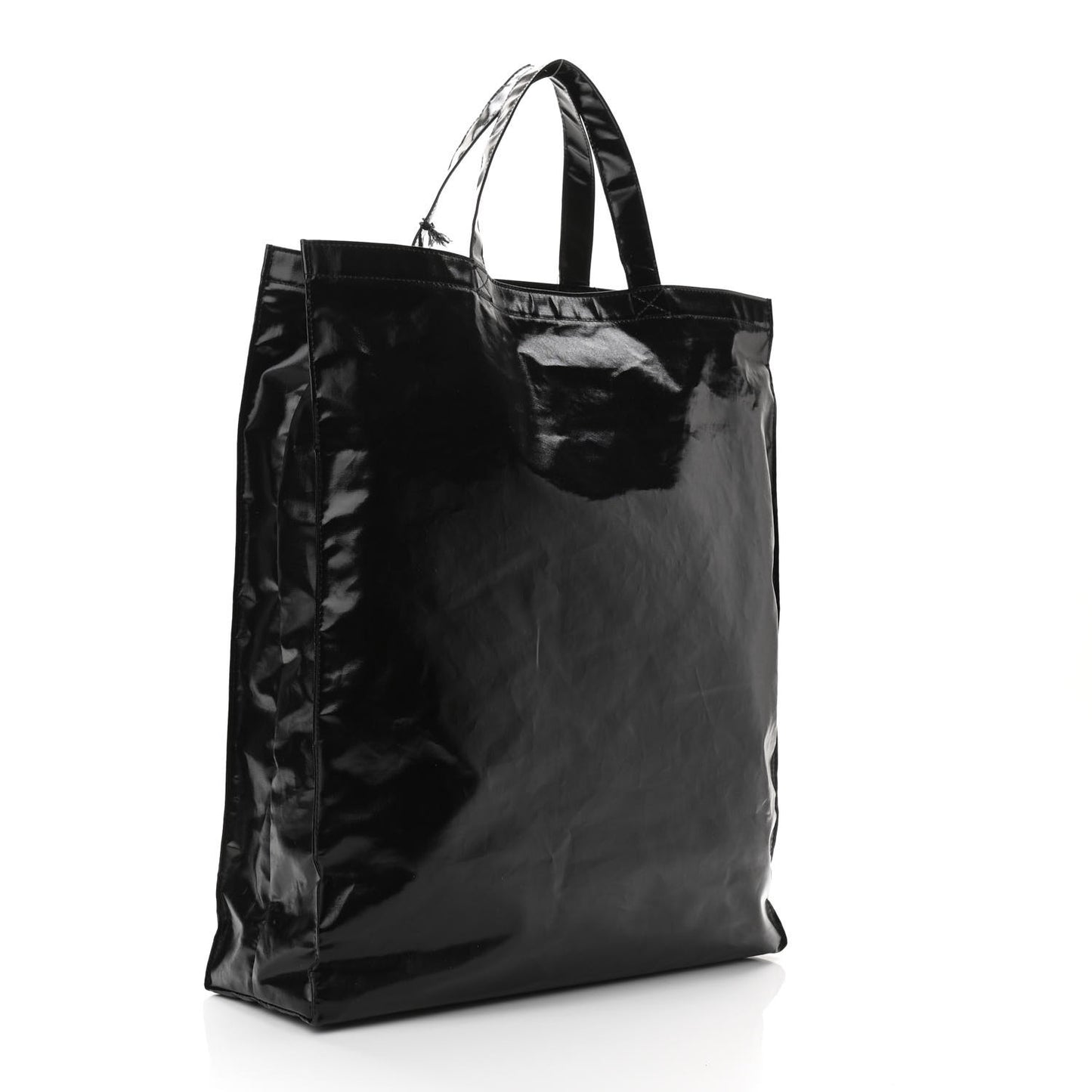 Patent Canvas Frame Logo Vertical Tote Black Crop