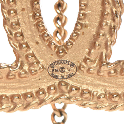 Chanel CC Drop Earrings Matte Gold 4 of 5