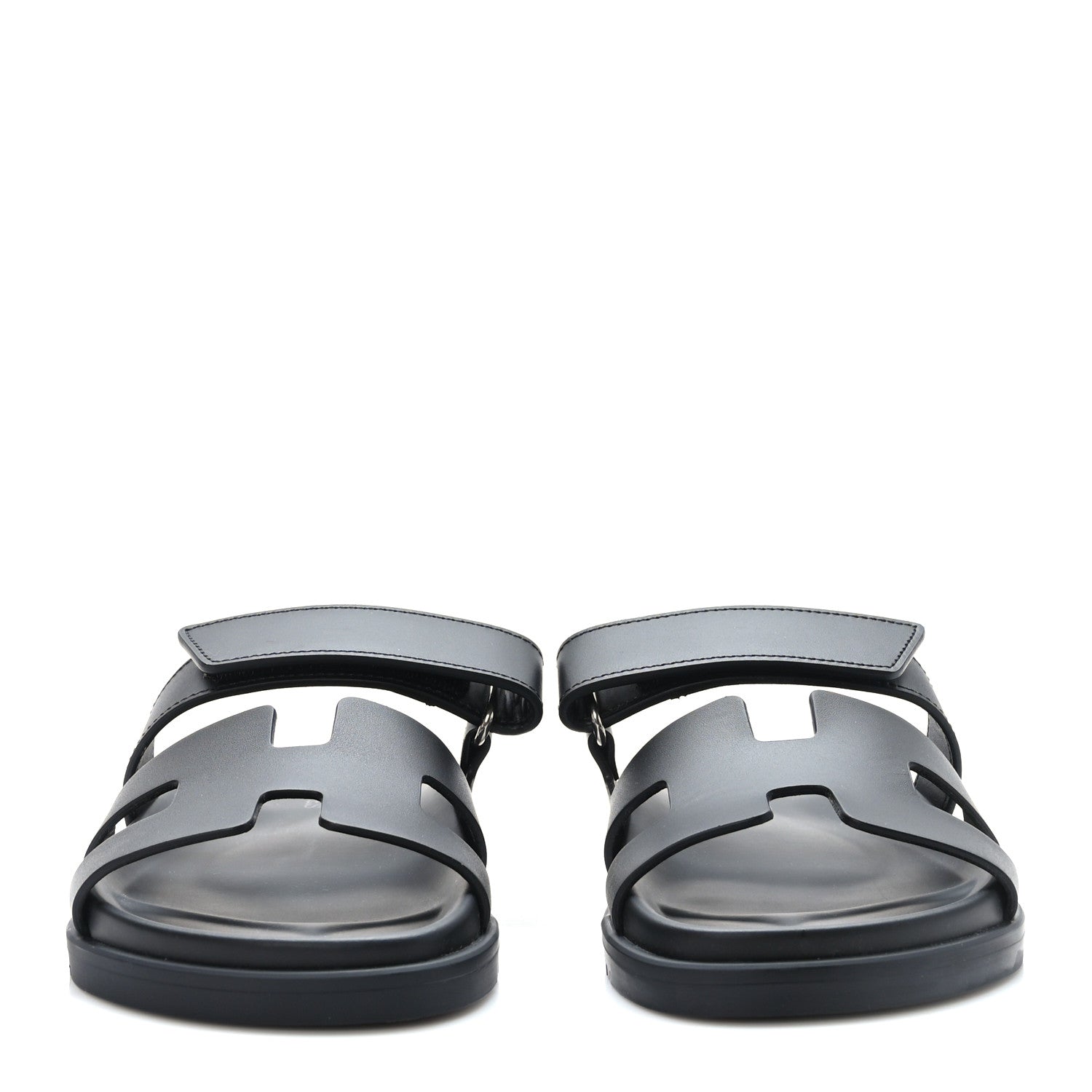 Hermes Calfskin Womens Chypre Sandals 36.5 Black 2 of 9