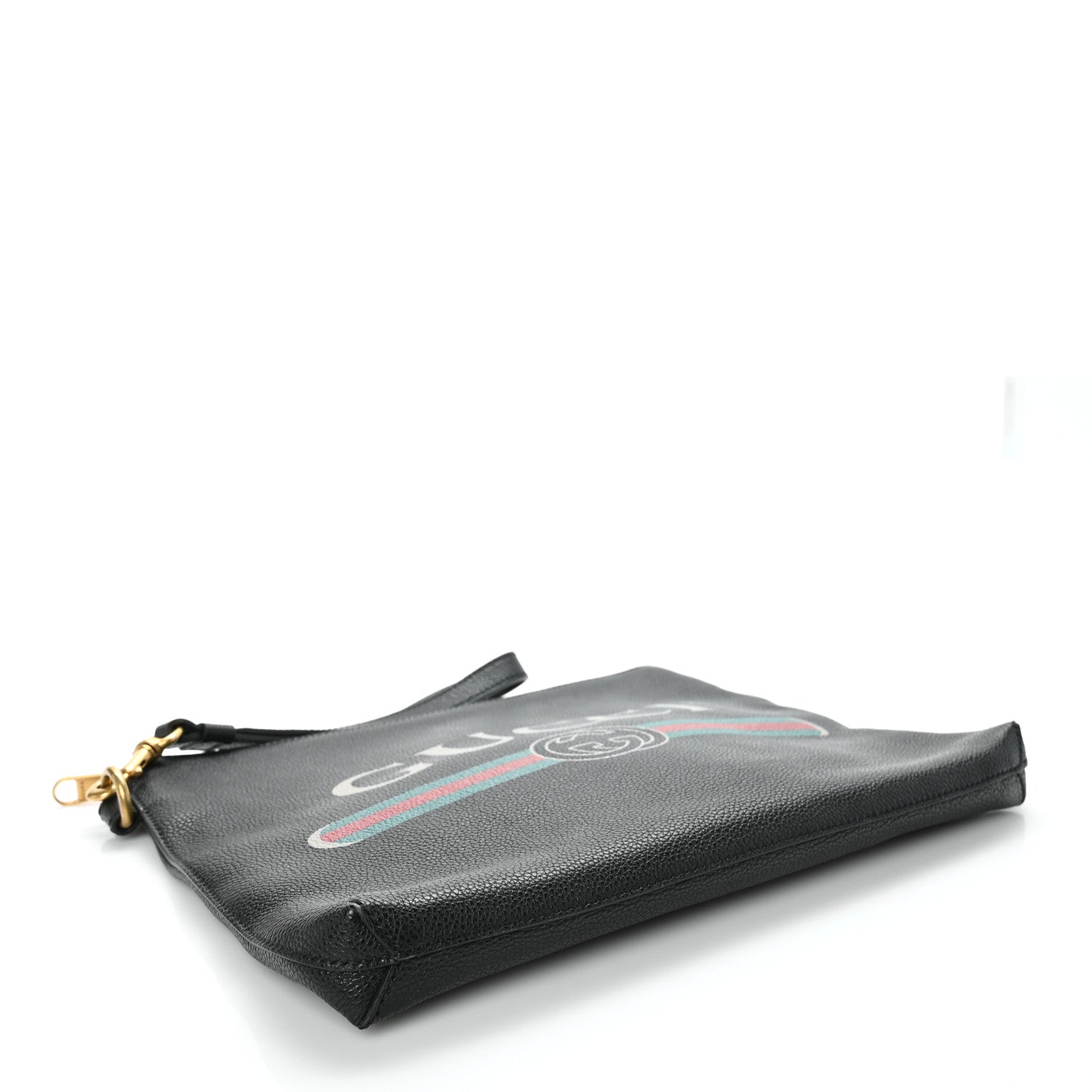 Gucci Pebbled Calfskin Logo Wristlet Black 4 of 7