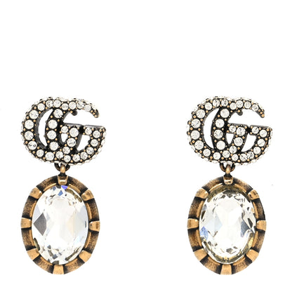 Gucci Crystal Double G Earrings Aged Gold 1 of 4