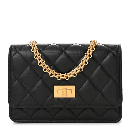 Chanel Aged Calfskin Quilted Mini Reissue Wallet On Chain WOC Black 1 of 10