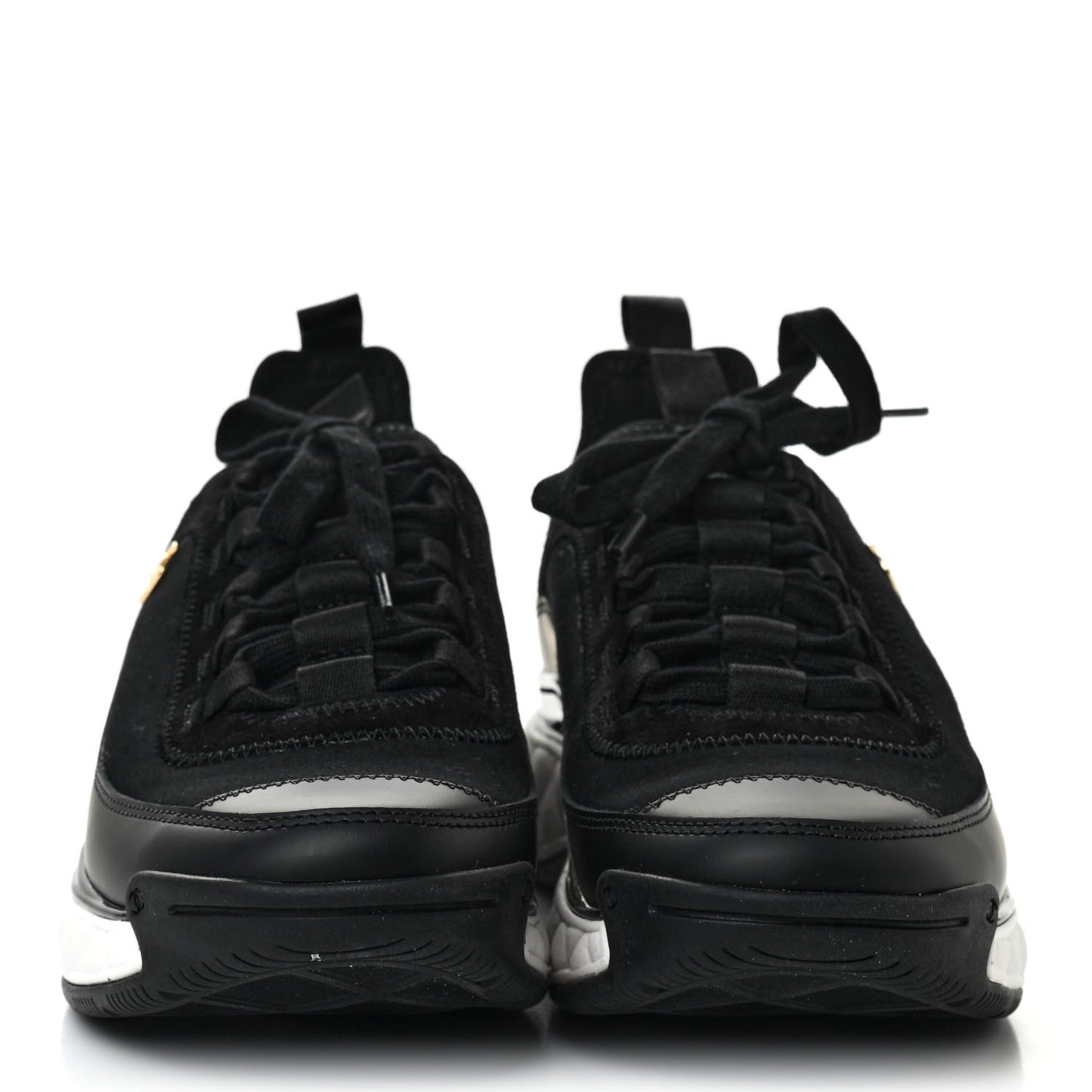 Velvet Calfskin Mixed Fibers CC Sneakers 39 Black