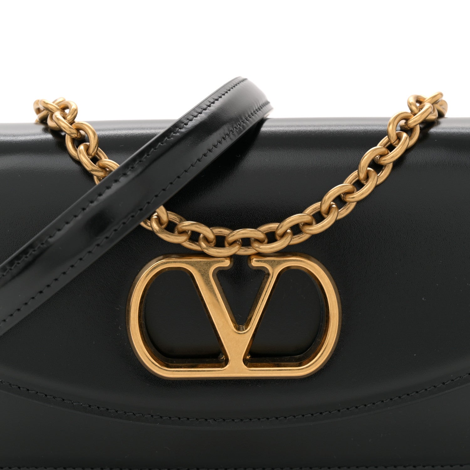 Valentino Garavani Shiny Calfskin Vlogo Small Shoulder Bag Black 7 of 9