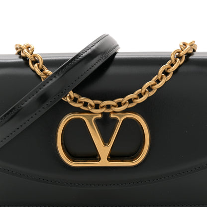 Valentino Garavani Shiny Calfskin Vlogo Small Shoulder Bag Black 7 of 9