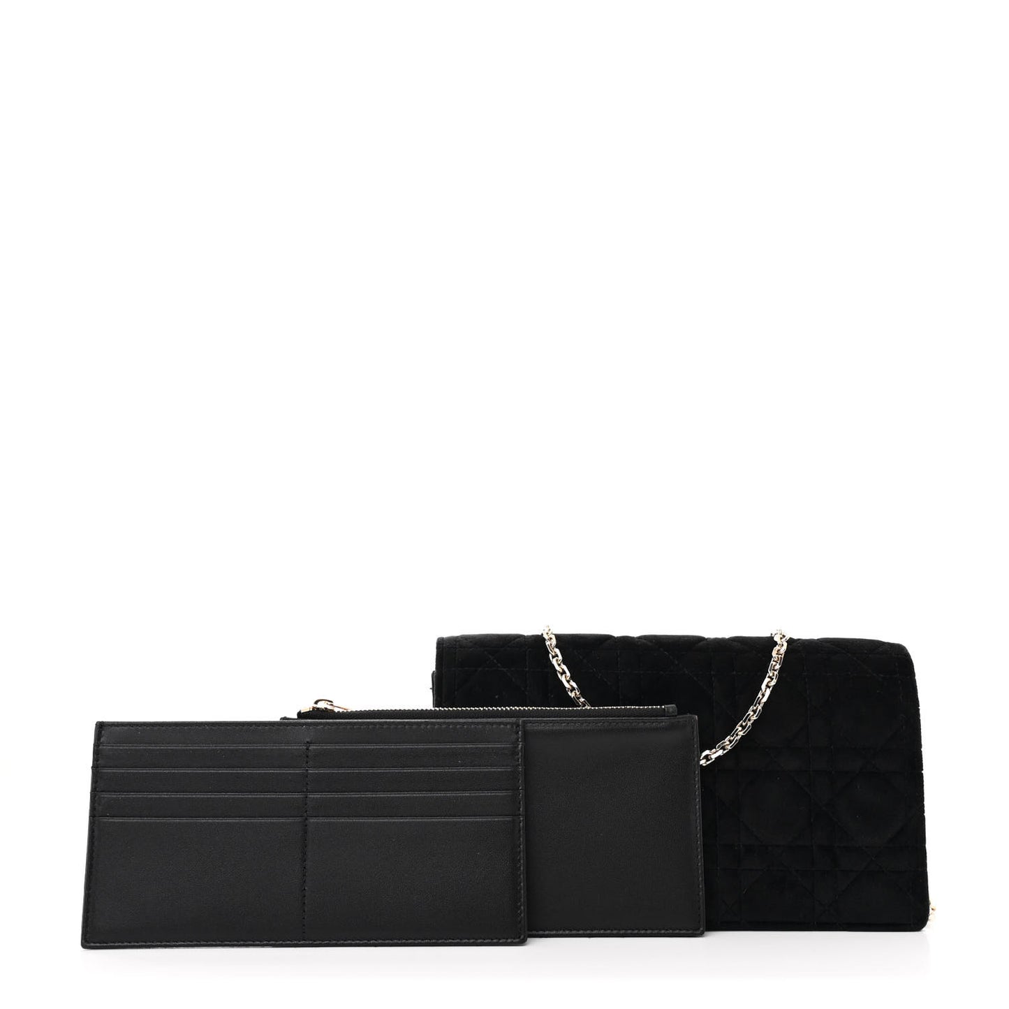 Velvet Cannage Lady Dior Convertible Clutch Black