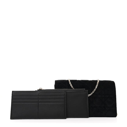 Christian Dior Velvet Cannage Lady Dior Convertible Clutch Black 3 of 12