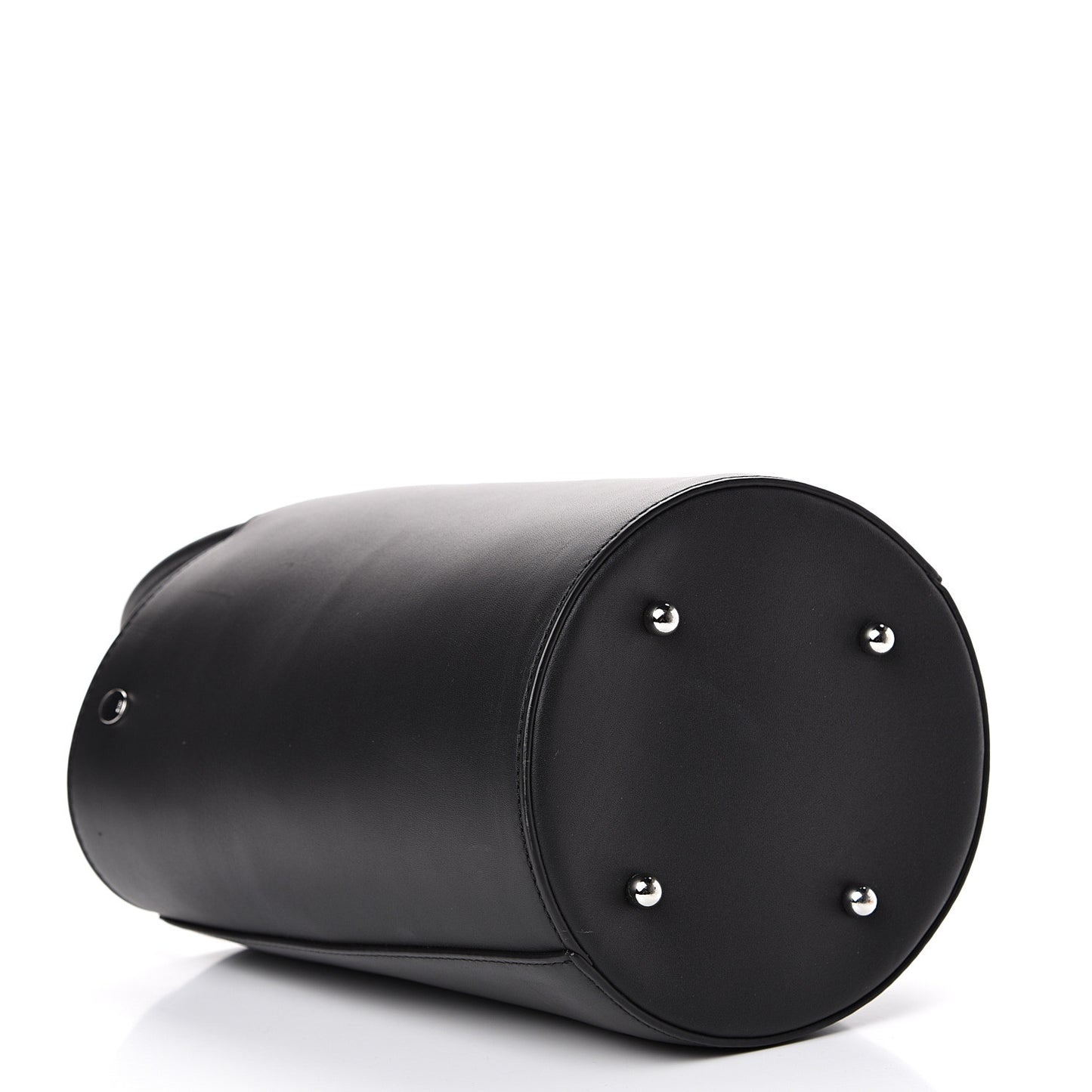 Calfskin Roxy Large Chain Bucket Black Silver Hardware