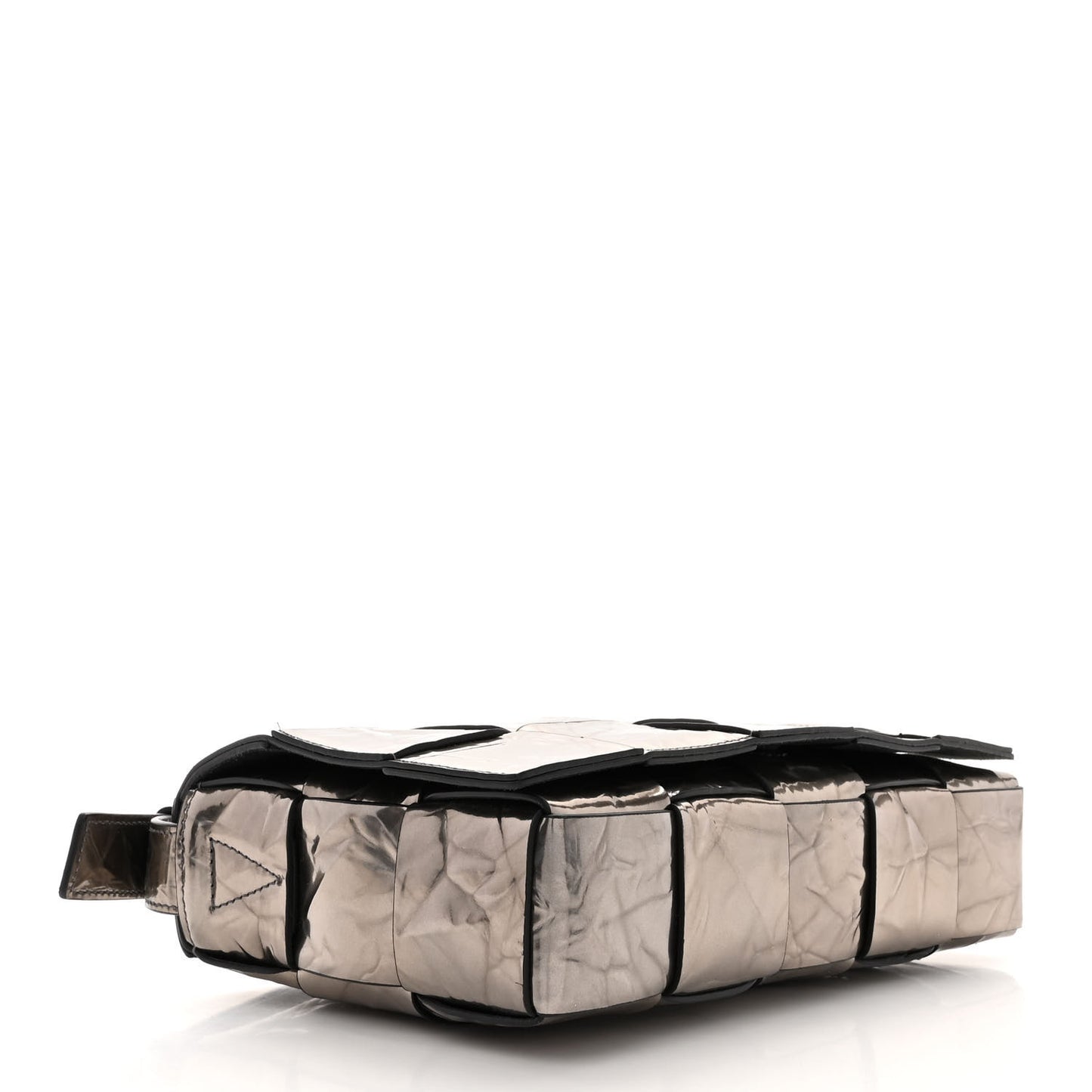 Metallic Crushed Calfskin Maxi Intrecciato Cassette Crossbody Bag Anchor