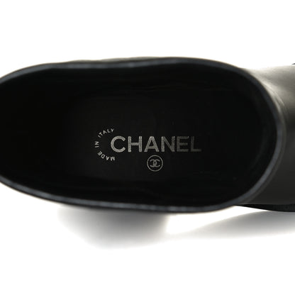 Chanel Calfskin Camellia Short Boots 38 Black 9 of 13