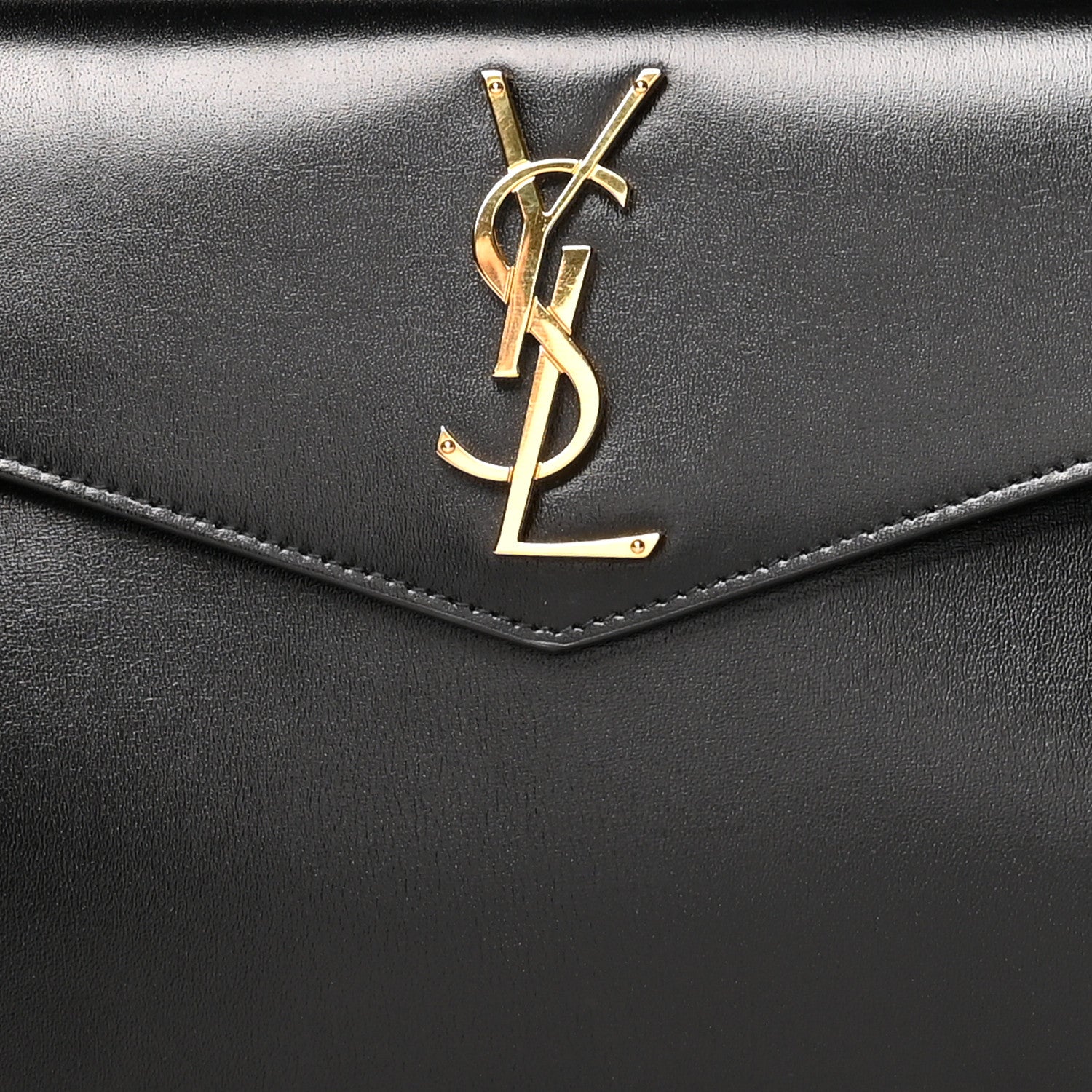 Saint Laurent Smooth Shiny Calfskin Monogram Uptown Pouch Black 8 of 9