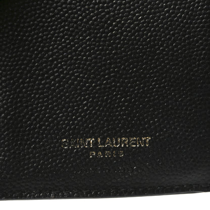Saint Laurent Grain De Poudre Matelasse Chevron Monogram Compact Tri Fold Wallet Black 6 of 6