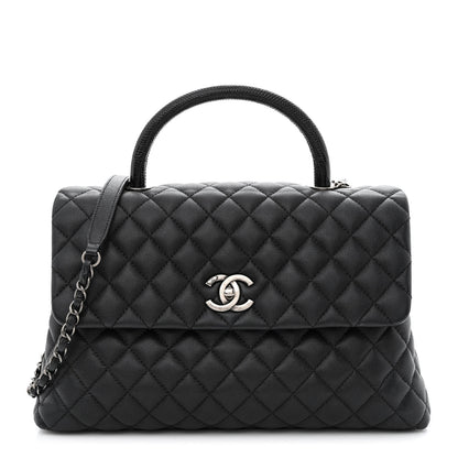 Chanel Caviar Lizard Quilted Medium Coco Handle Flap Black 1 of 11