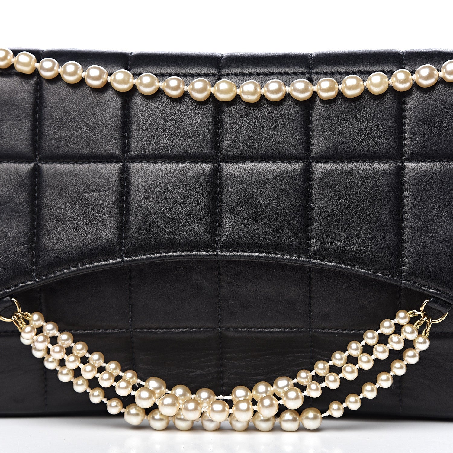 Chanel Lambskin Chocolate Bar Pearl Chain Flap Black 13 of 13