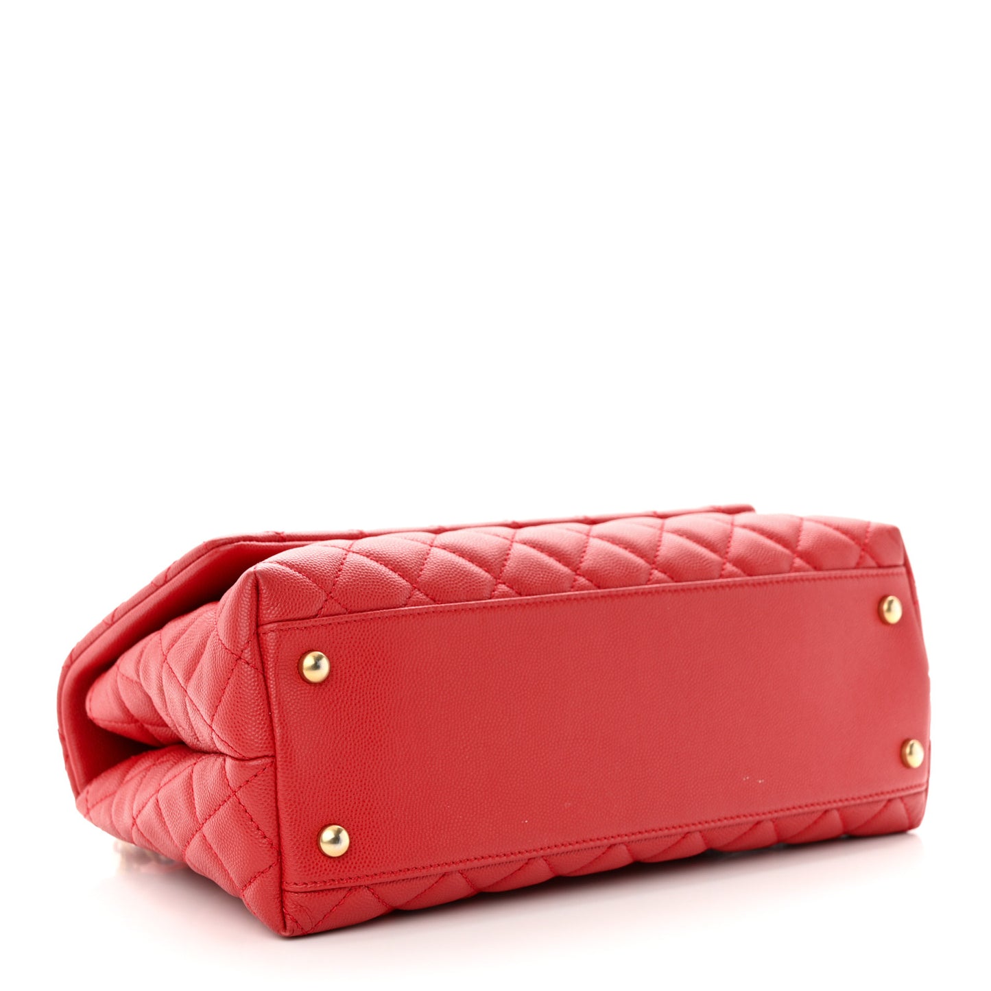 Caviar Quilted Small Coco Handle Flap Red