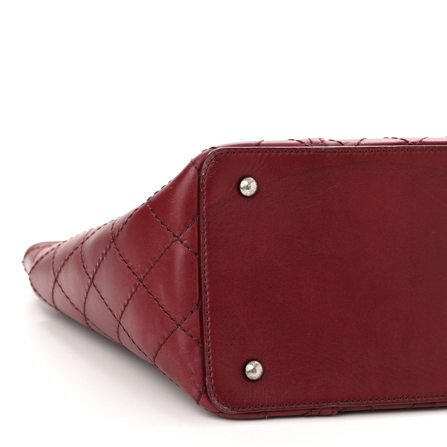 Chanel Calfskin Stitched CC Pocket Shopping Tote Dark Red 9 of 11