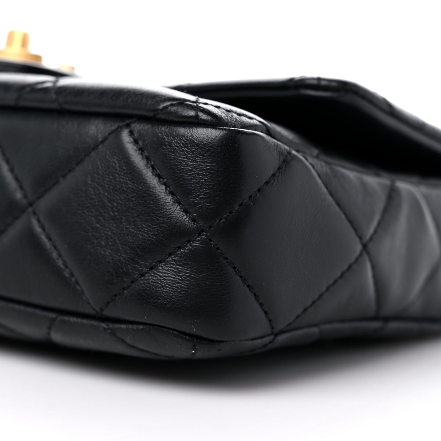 Lambskin Enamel Quilted Pending CC Square Flap Black
