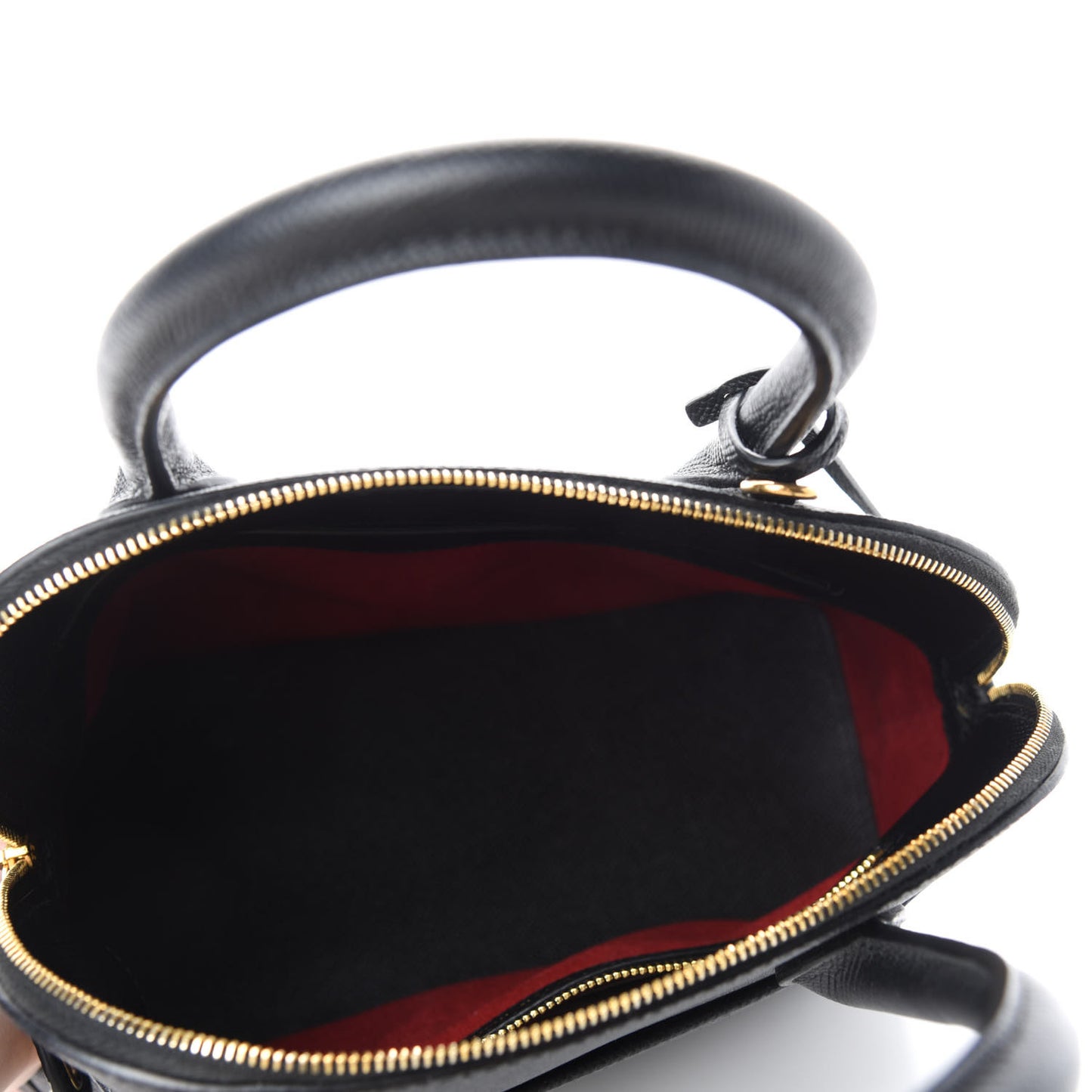 Signature Grained Calfskin Logo S Ville Top Handle Bag Black