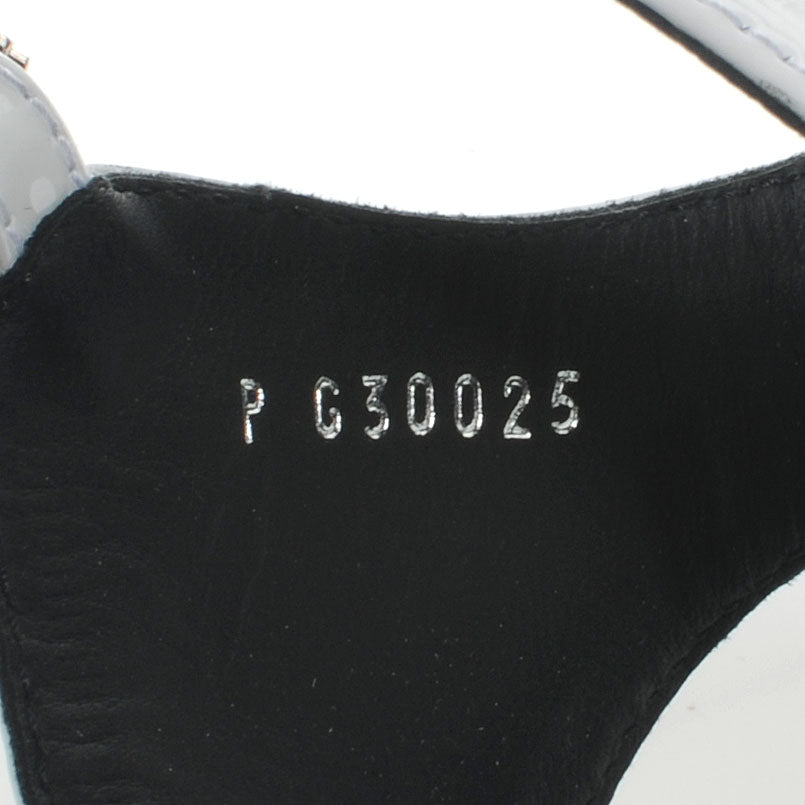 Perforated Crackled Patent Calfskin Sandals Heels White 37 Black