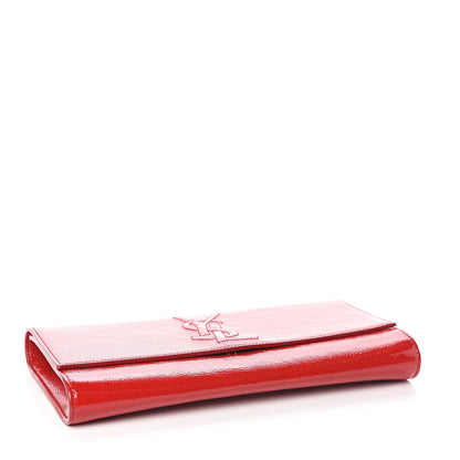Saint Laurent Textured Patent Monogram Large Belle De Jour Clutch Red 4 of 7
