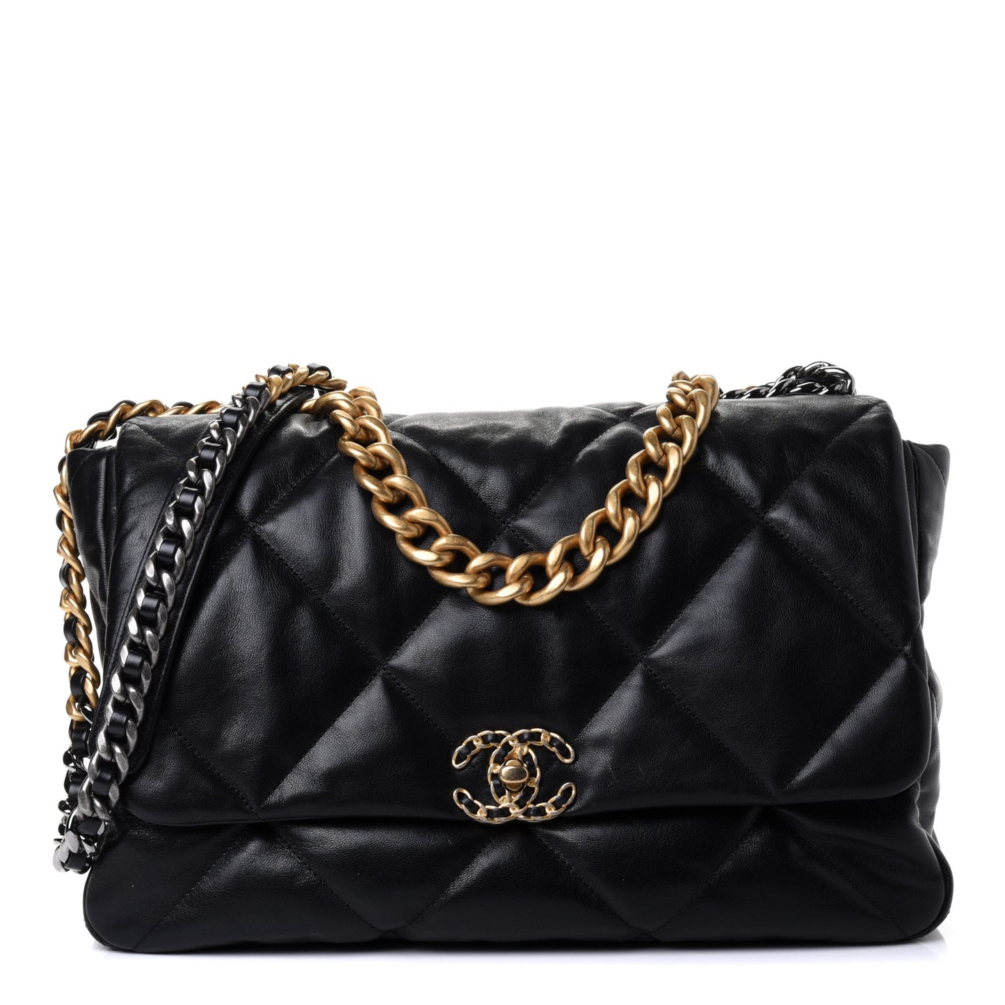 Goatskin Quilted Maxi Chanel 19 Flap Black