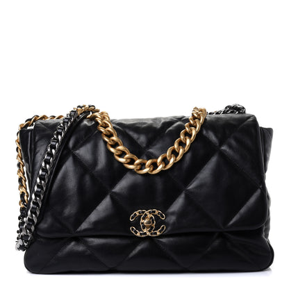 Chanel Goatskin Quilted Maxi Chanel 19 Flap Black 1 of 4