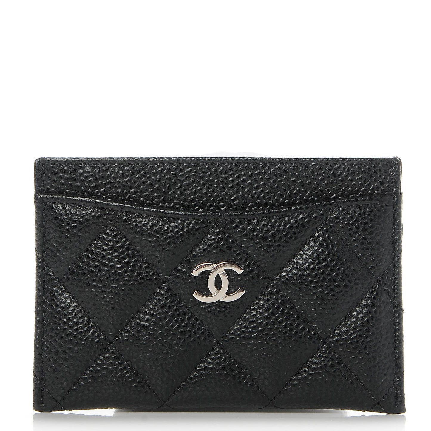 Caviar Quilted Card Holder Black