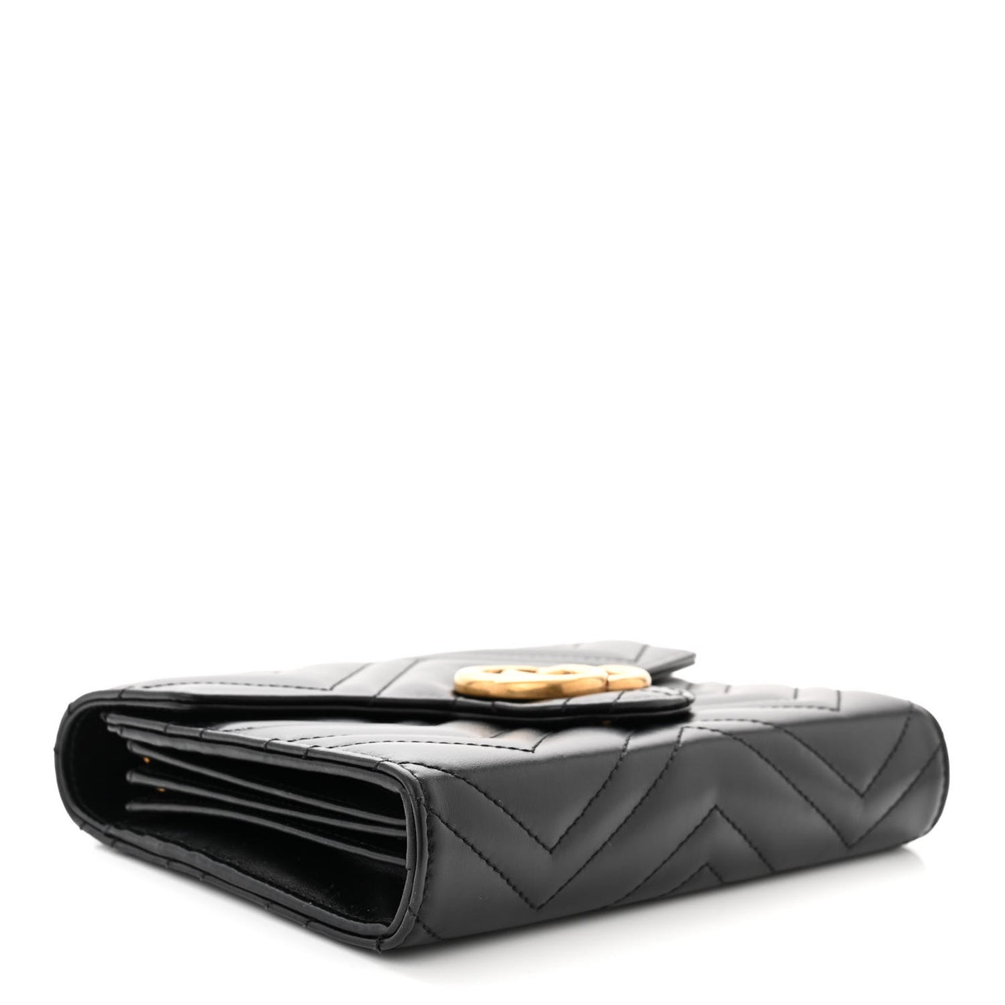 Calfskin Matelasse GG Marmont Chain Wallet Black