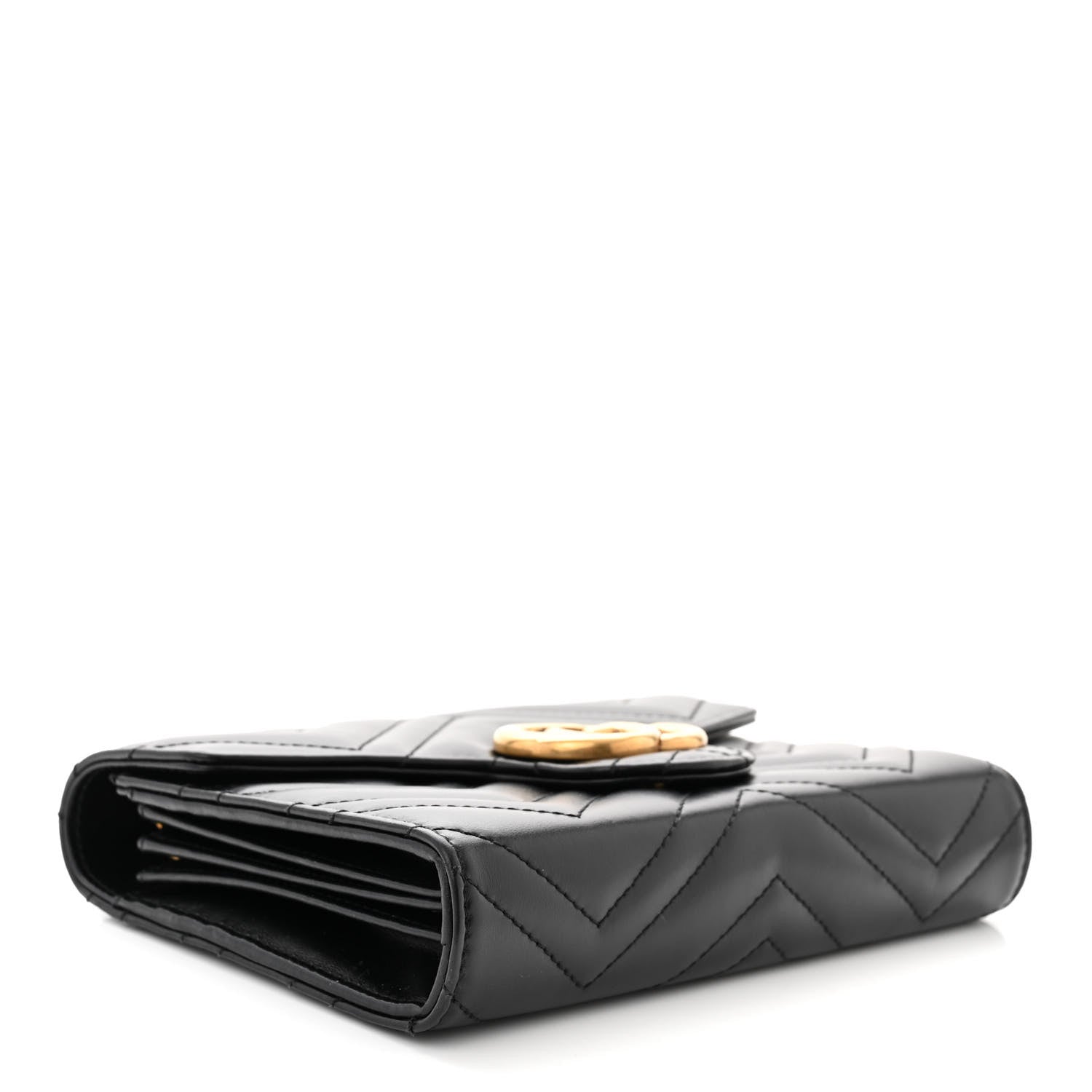 Gucci Calfskin Matelasse GG Marmont Chain Wallet Black 4 of 13