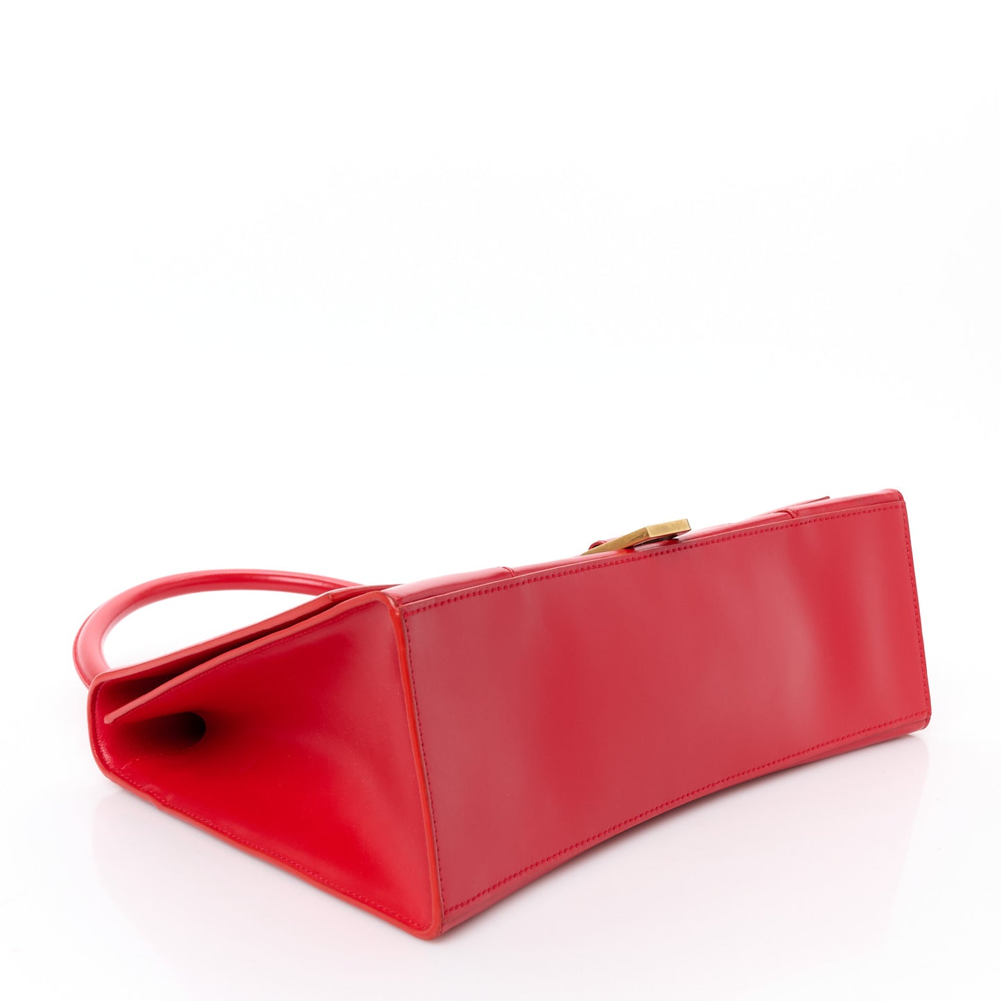 Shiny Box Calfskin Medium Hourglass Top Handle Bag Bright Red