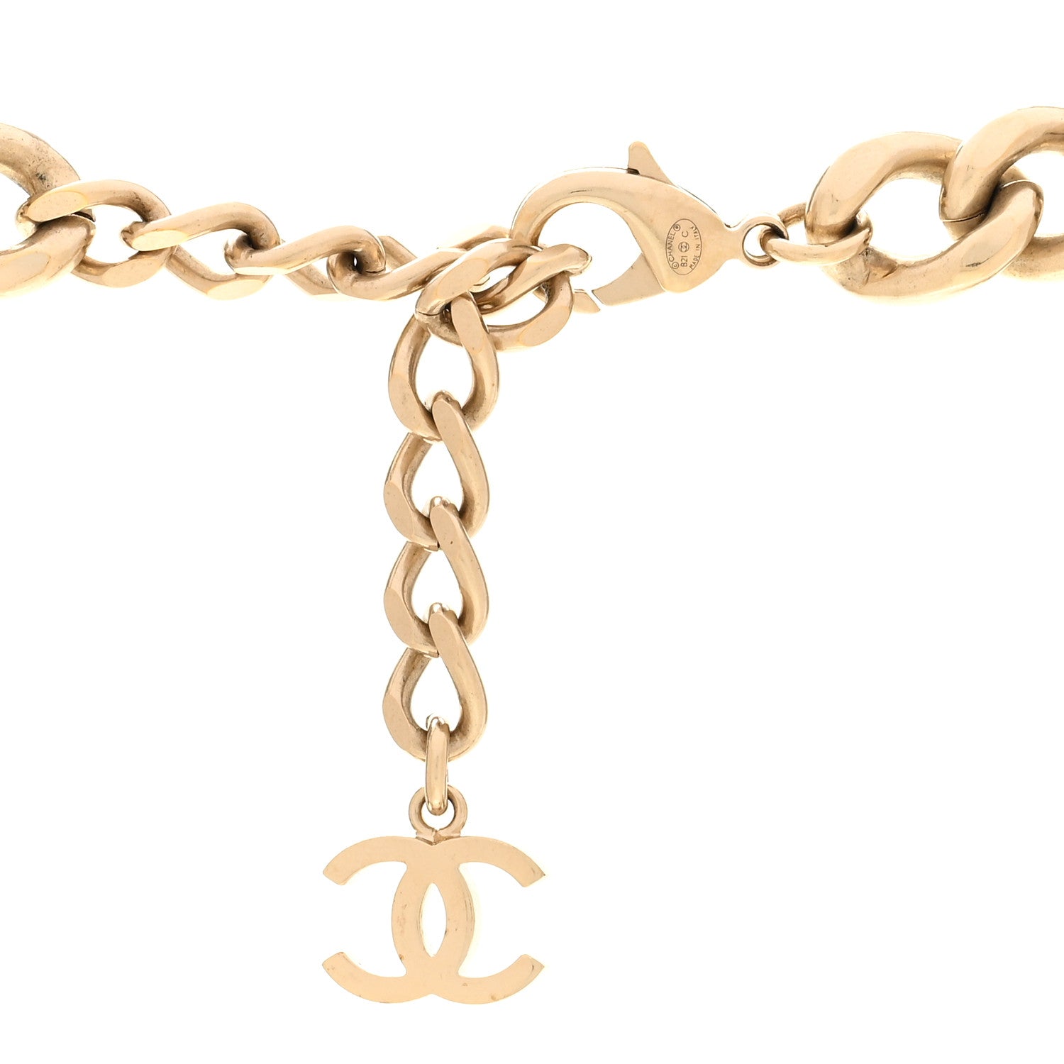 Chanel Crystal CC Chain Link Choker Necklace Gold 5 of 6