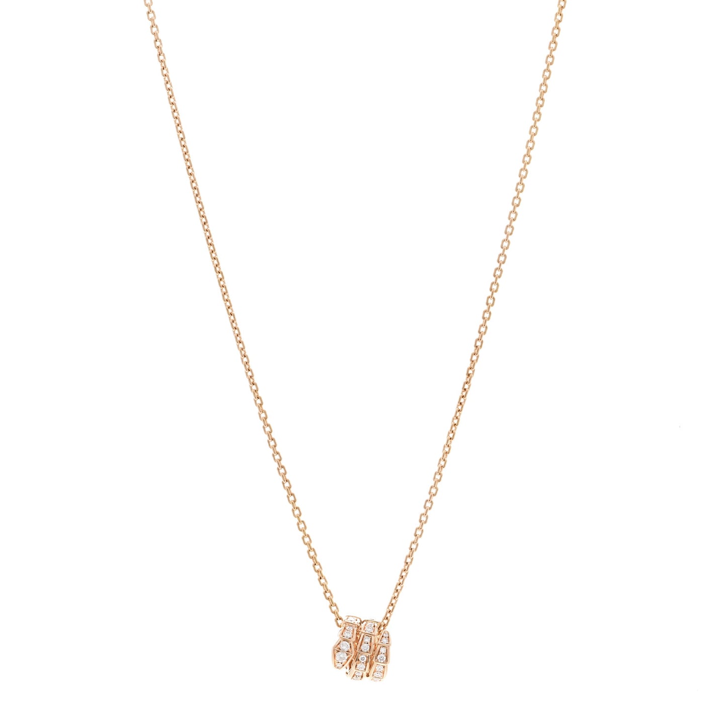 18K Rose Gold Diamond Serpenti Viper Pave Pendant Necklace