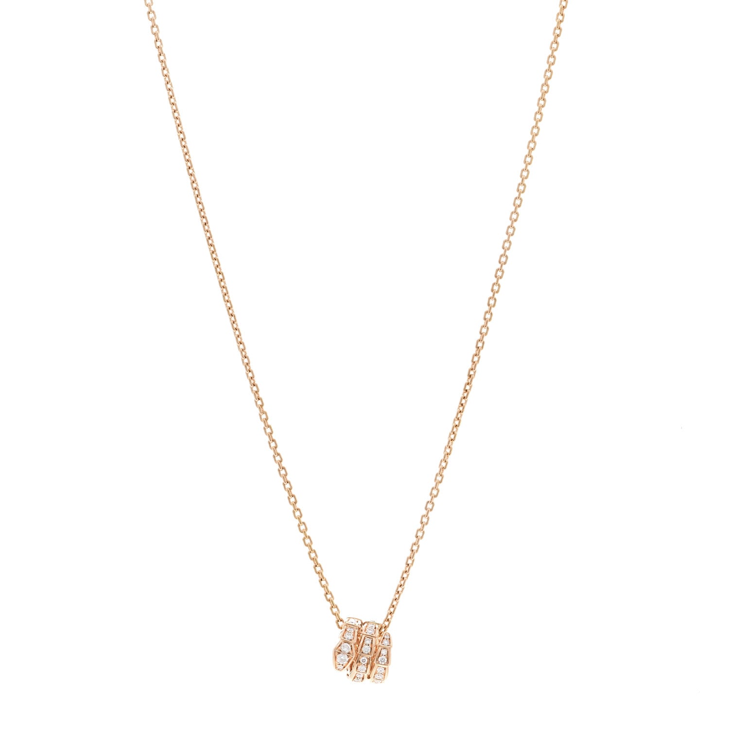 Bulgari 18K Rose Gold Diamond Serpenti Viper Pave Pendant Necklace 1 of 4