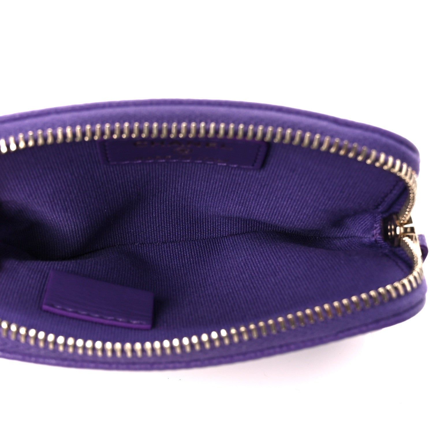 Chanel Caviar Quilted Zip Card Holder Wallet Purple 6 of 11