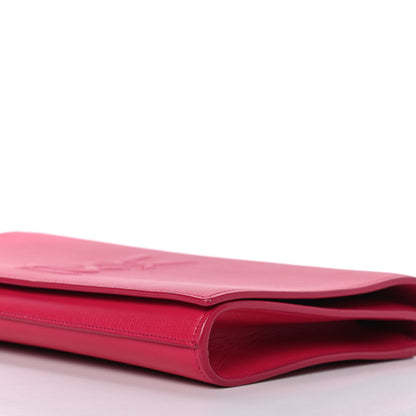 Saint Laurent Calfskin Monogram Large Belle De Jour Clutch Lipstick Fuchsia 7 of 8