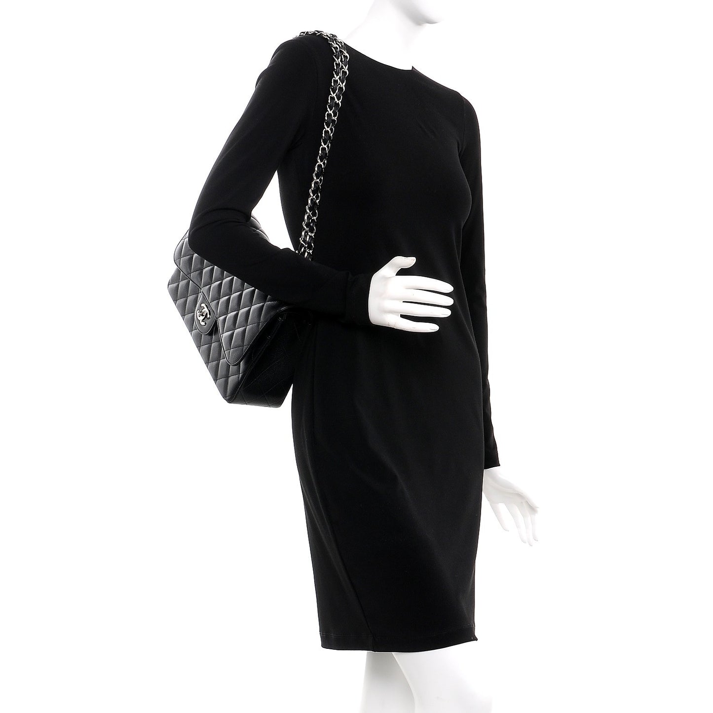 Caviar Quilted Jumbo Double Flap Black