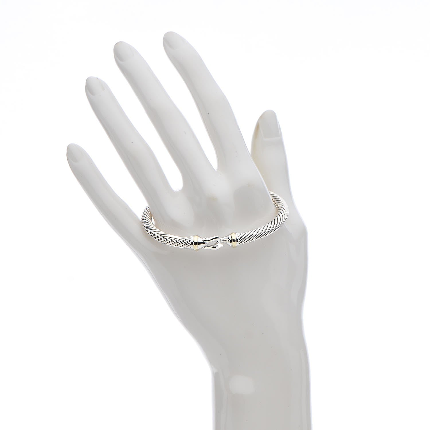 David Yurman Sterling Silver 18K Yellow Gold 5mm Cable Classic Buckle Bracelet 2 of 4