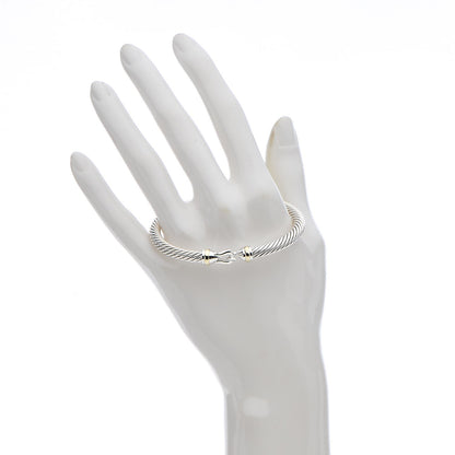 David Yurman Sterling Silver 18K Yellow Gold 5mm Cable Classic Buckle Bracelet 2 of 4