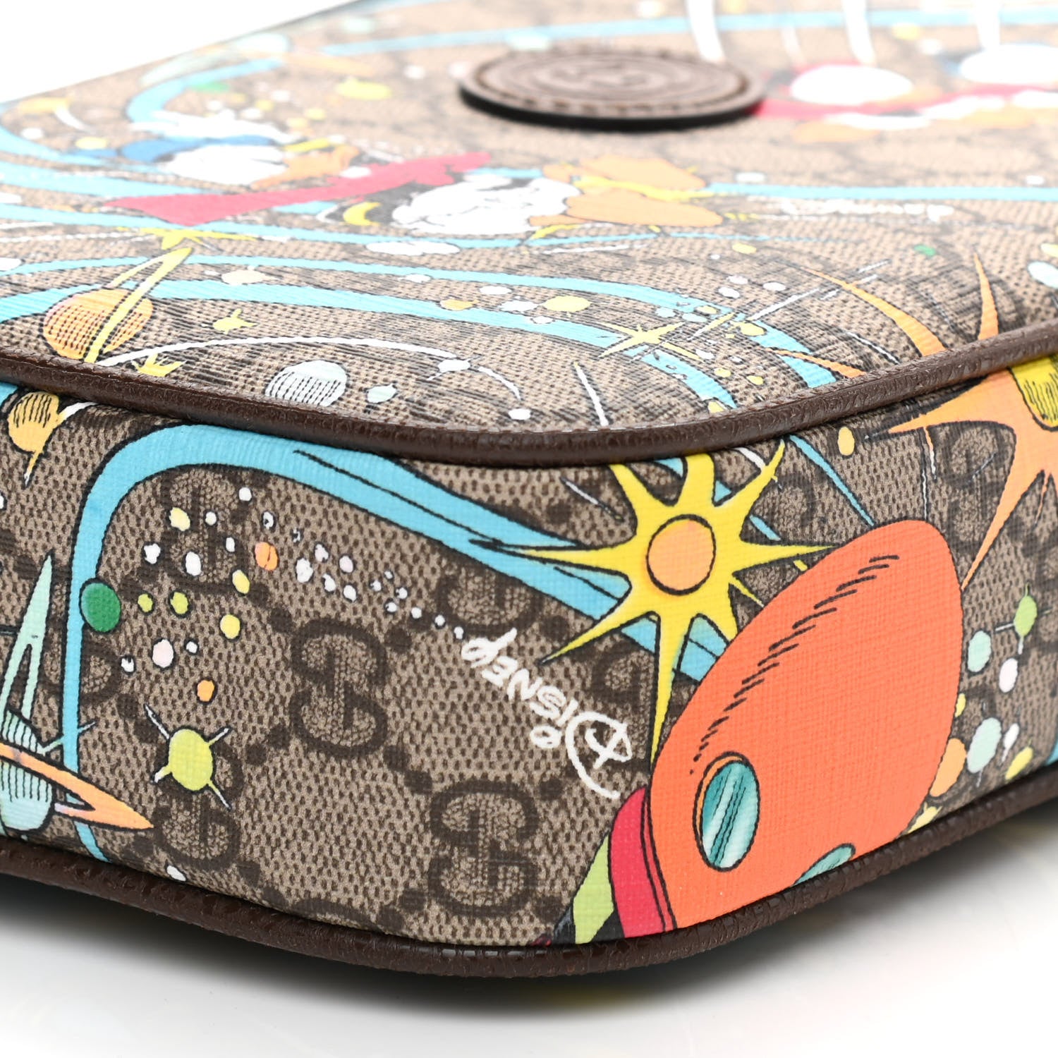 Gucci X DISNEY GG Supreme Monogram Donald Duck Small Interlocking G Belt Bag 90 36 Beige Multicolor New Acero 9 of 10