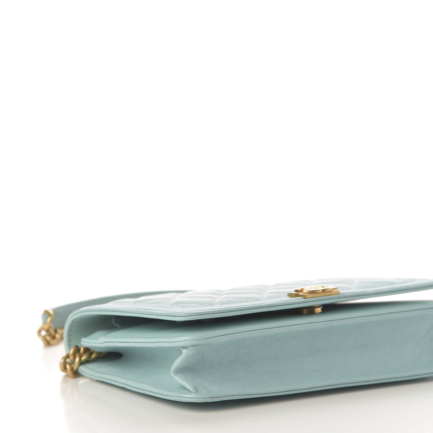 Caviar Quilted Boy Wallet On Chain WOC Light Blue