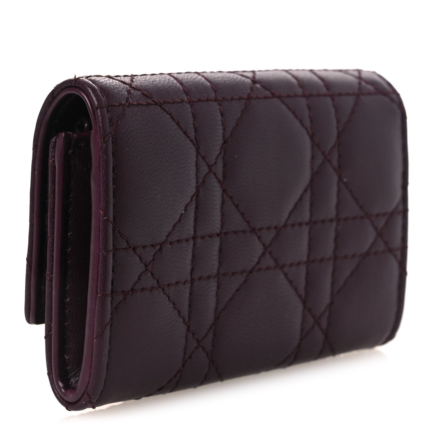 Lambskin Cannage Miss Dior Glycine Wallet Deep Fuchsia
