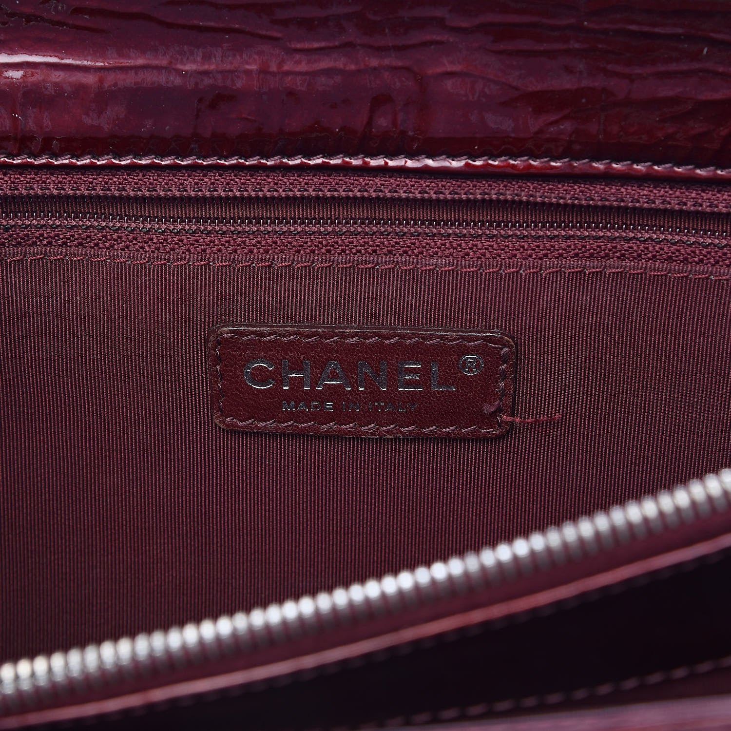Chanel Patent Quilted Grand Shopping Tote GST Dark Bordeaux 6 of 27