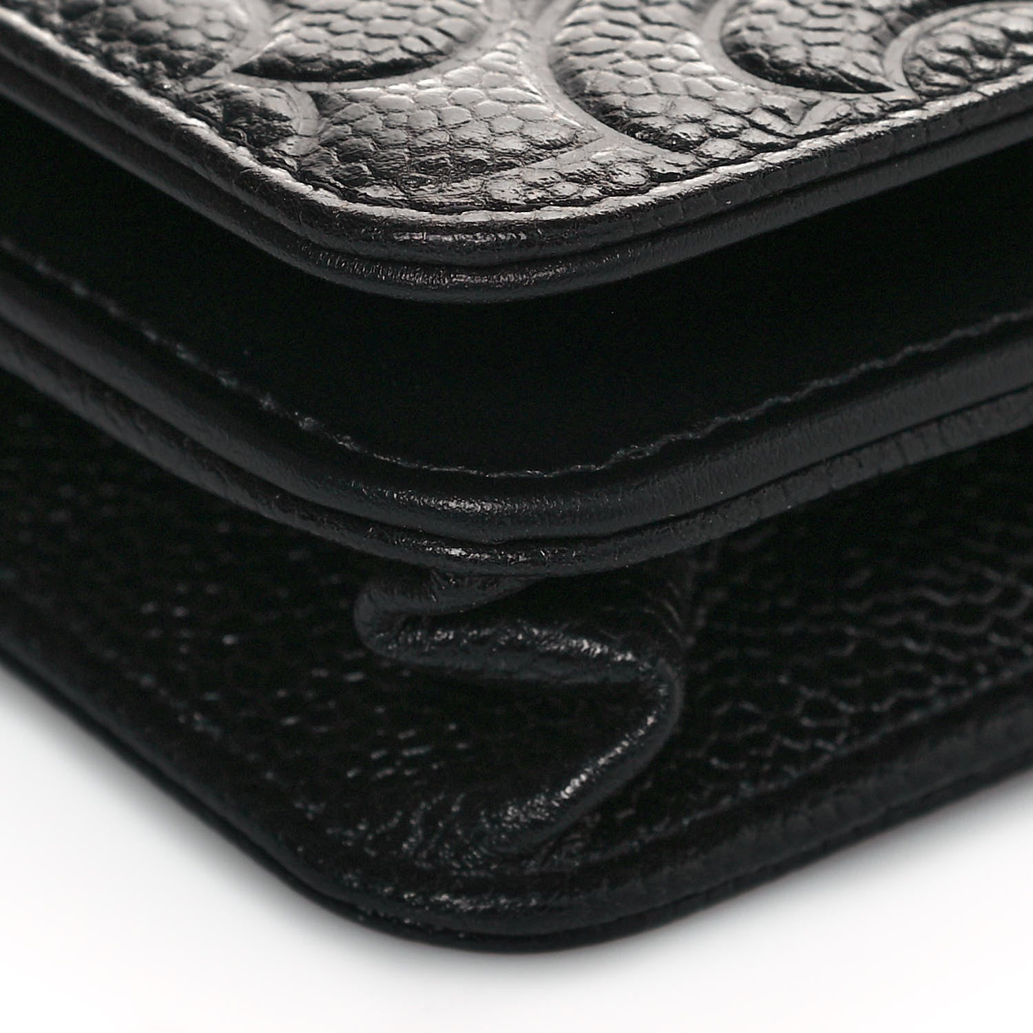 Chanel Caviar Camellia Embossed Wallet On Chain WOC Black 9 of 11