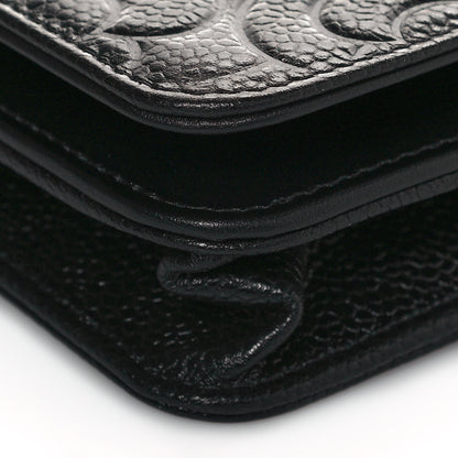 Chanel Caviar Camellia Embossed Wallet On Chain WOC Black 9 of 11