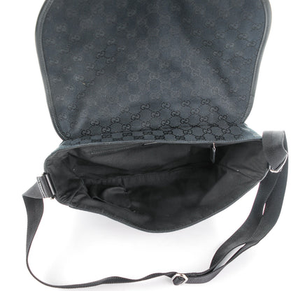 Gucci Monogram Medium Double Buckle Flap Messenger Bag Black 5 of 7